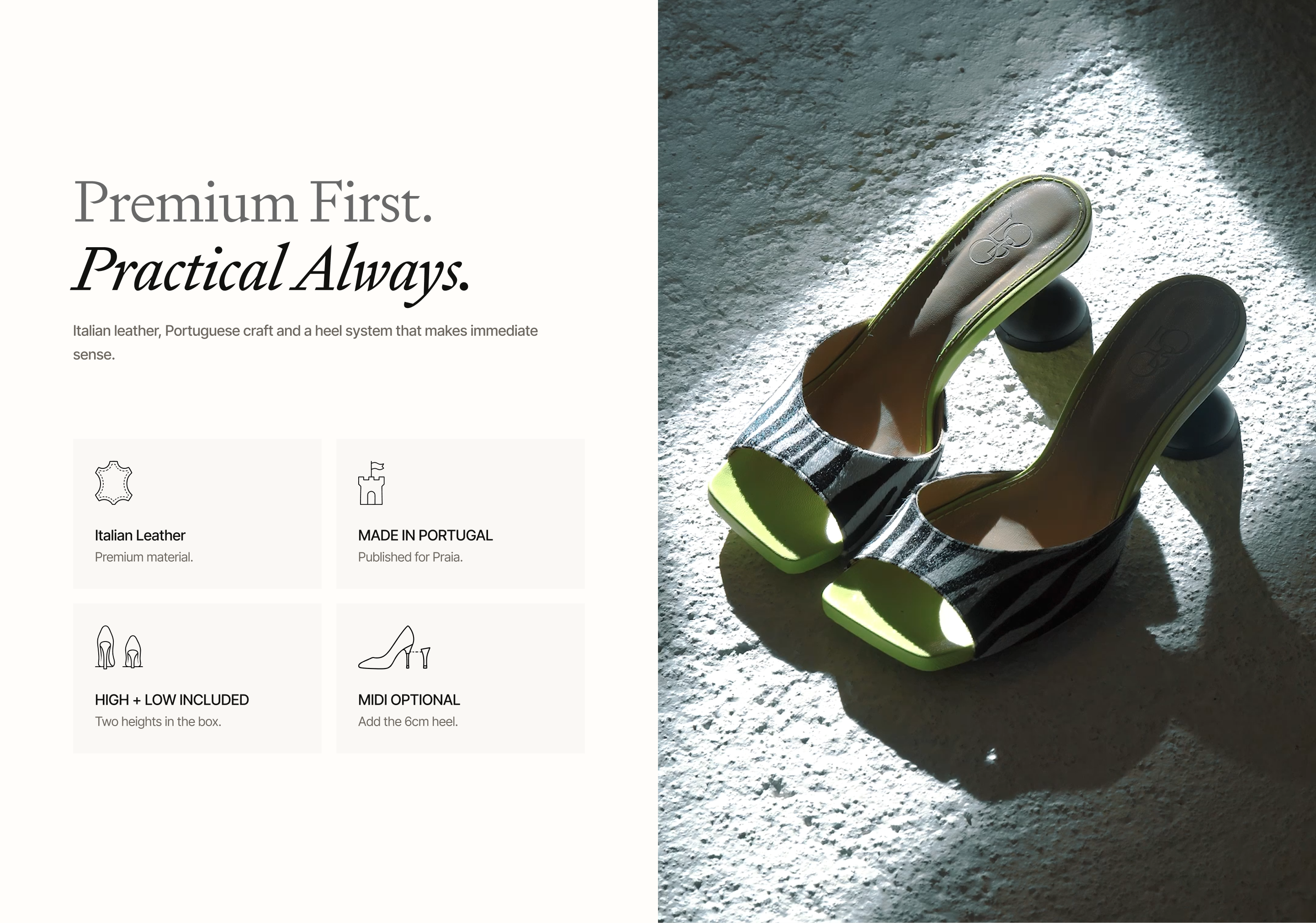 LOBO convertible heels styled in a campaign setting